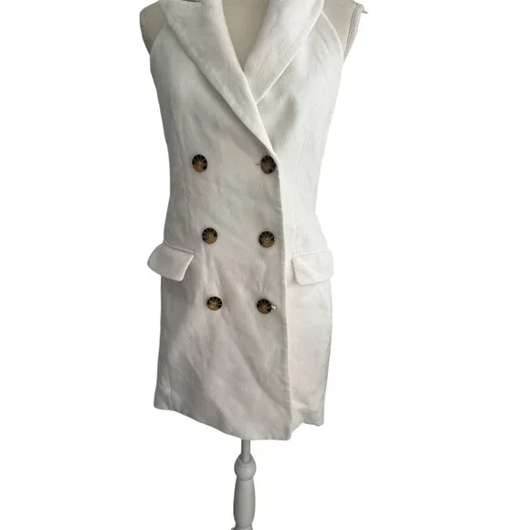 VERONICA BEARD White Halter Button Blazer Dress Size 6 - Picture 4 of 7